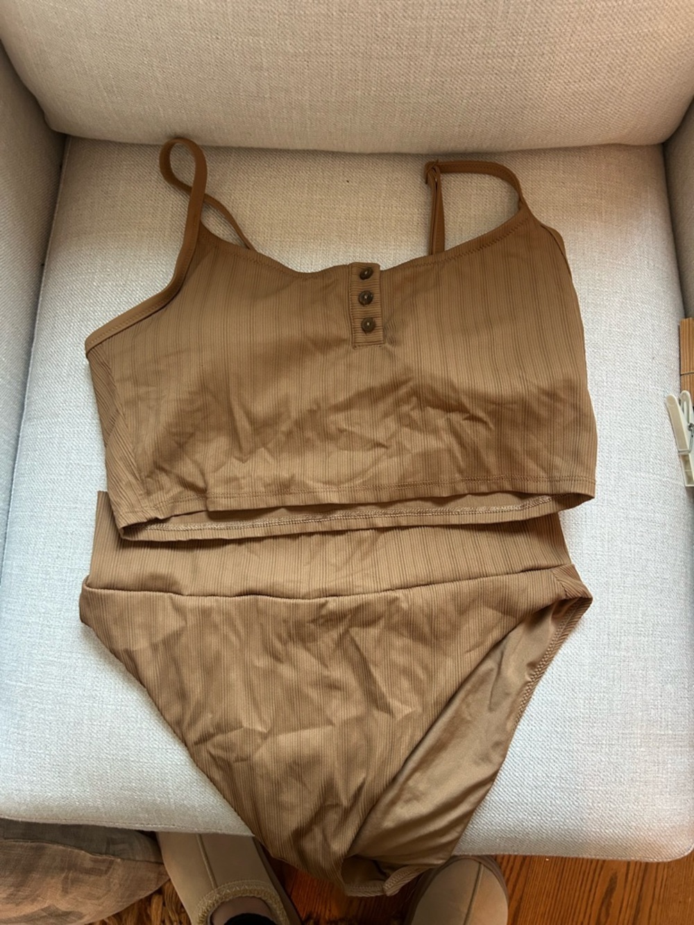 Aerie Women’s Two-Piece Ribbed Bathing Suit in Brown